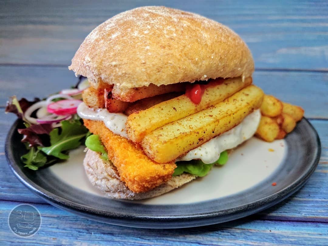 Vegetarian Fishless Finger Chip Butty