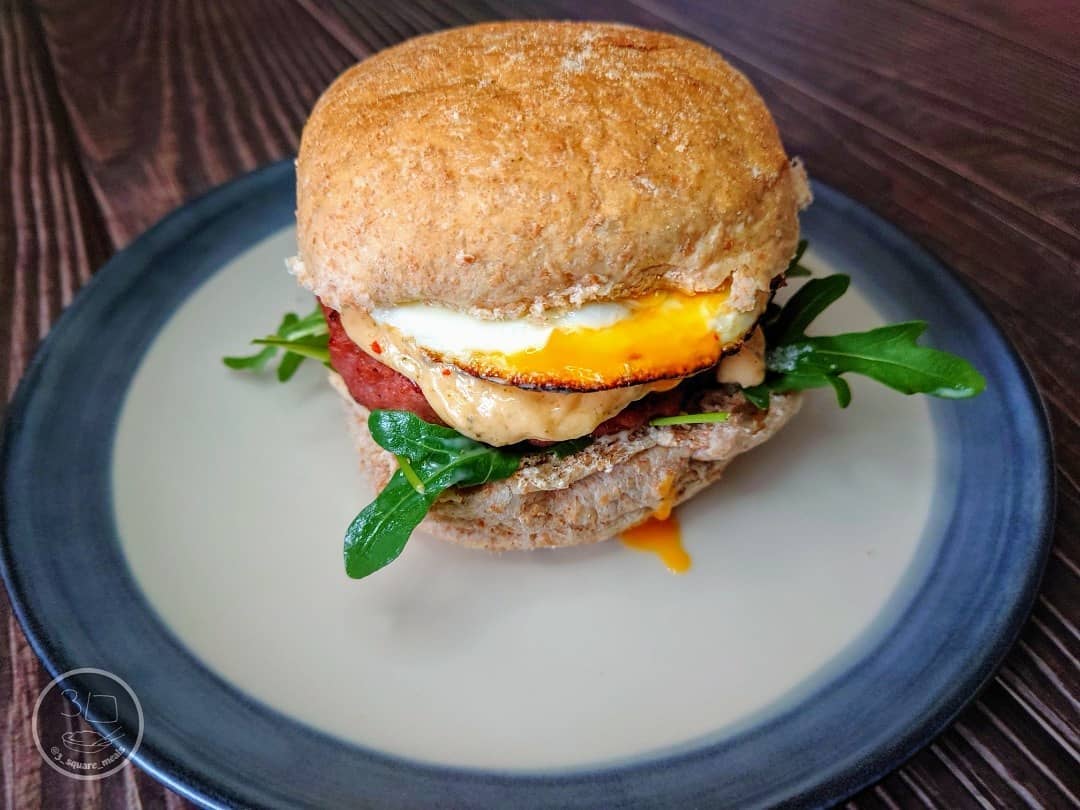 Vegetarian Beyond Meat Burger with Egg