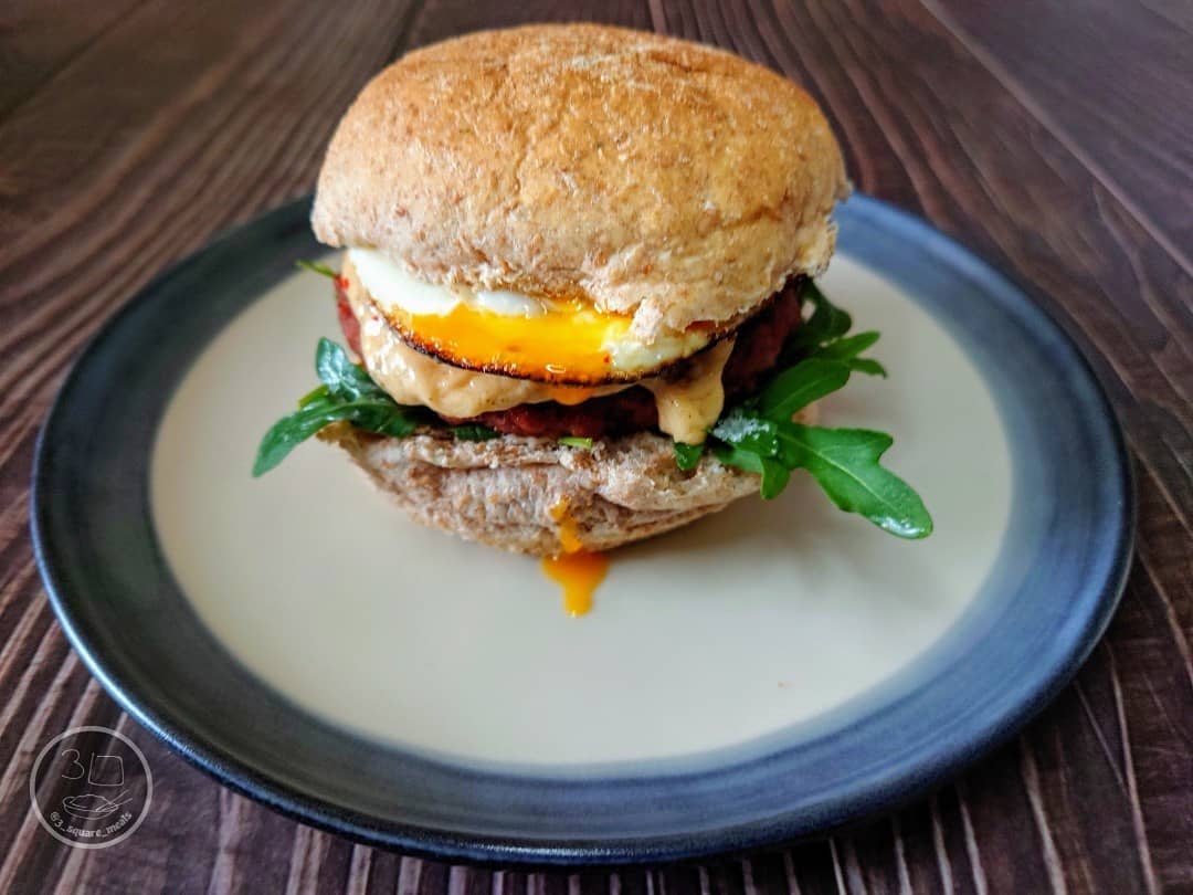 Vegetarian Beyond Meat Burger with Egg