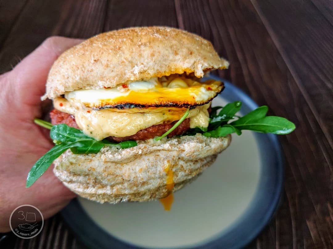 Vegetarian Beyond Meat Burger with Egg