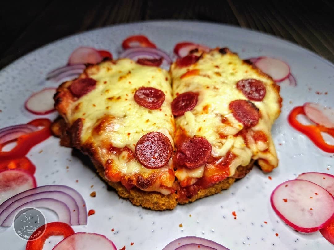 Schnitzel Pizza with Veggie Toppings