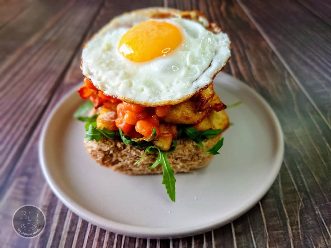 Egg Chip and Beans Butty