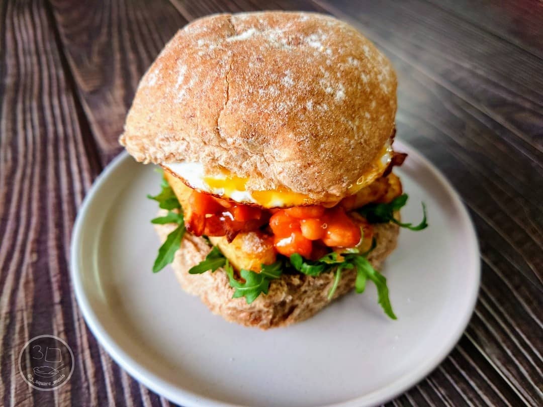 Egg Chip and Beans Butty
