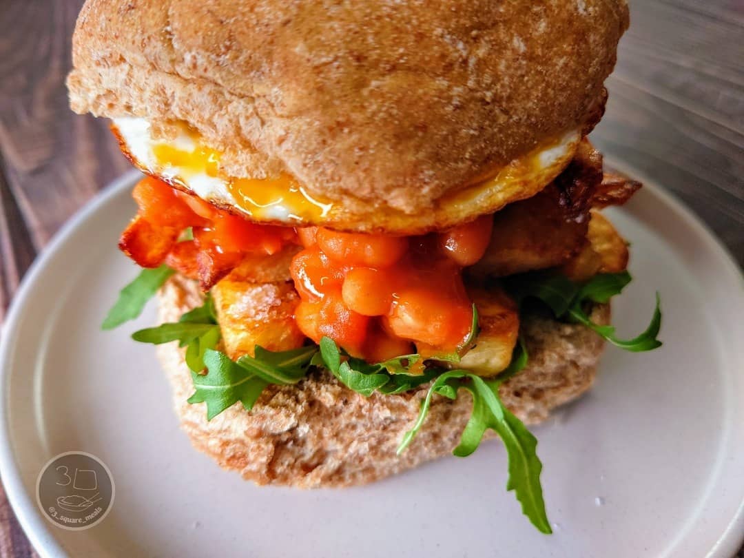Egg Chip and Beans Butty