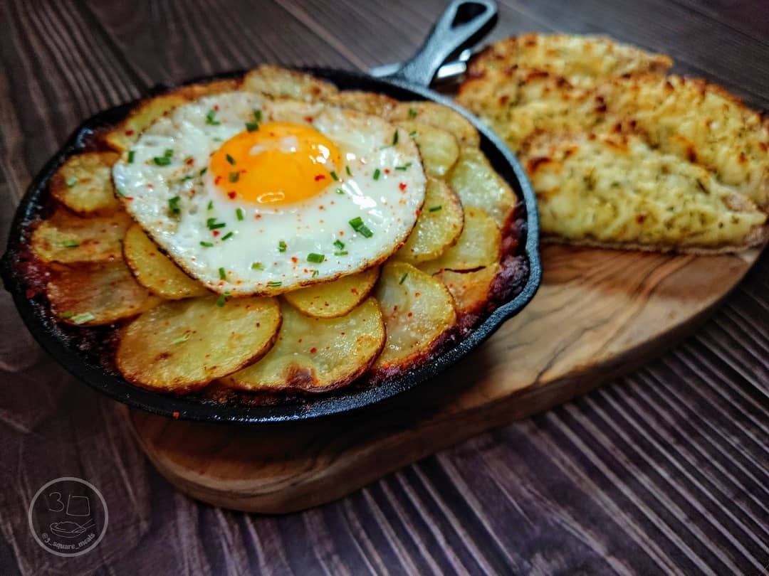 Brunch Bake with Cheesy Garlic Bread
