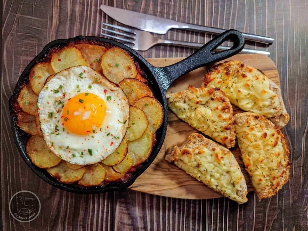 Brunch Bake with Cheesy Garlic Bread