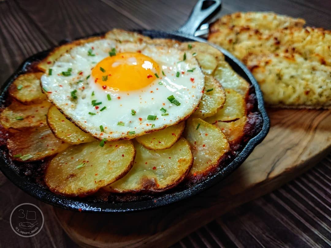 Brunch Bake with Cheesy Garlic Bread