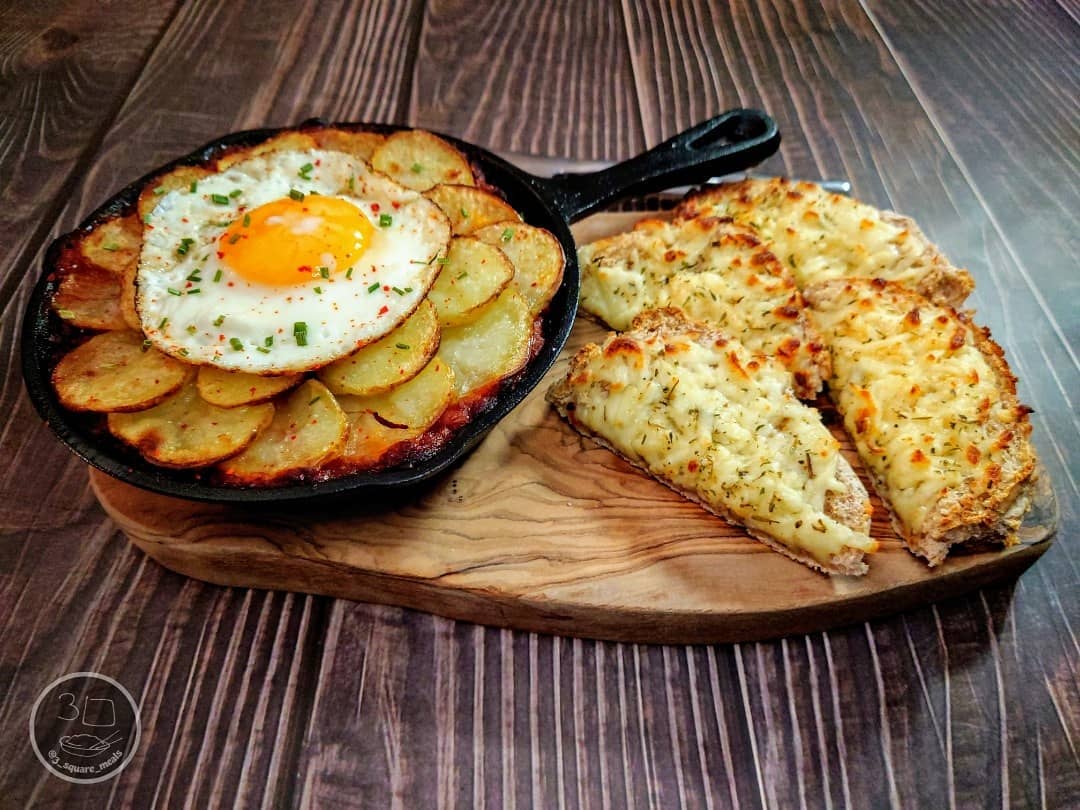 Brunch Bake with Cheesy Garlic Bread