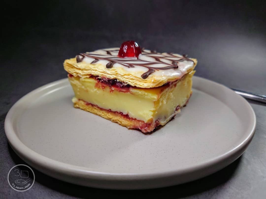 Cherry Bakewell Custard Slice