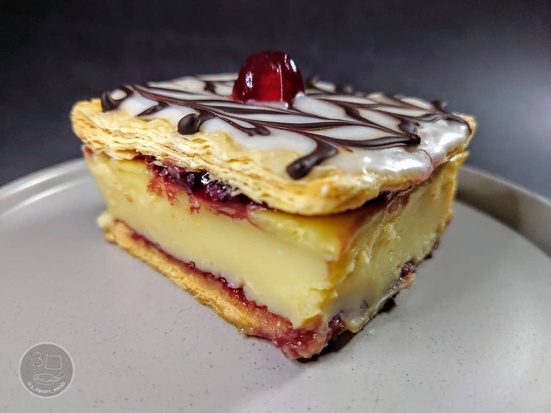 Cherry Bakewell Custard Slice