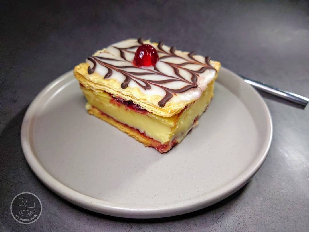Cherry Bakewell Custard Slice