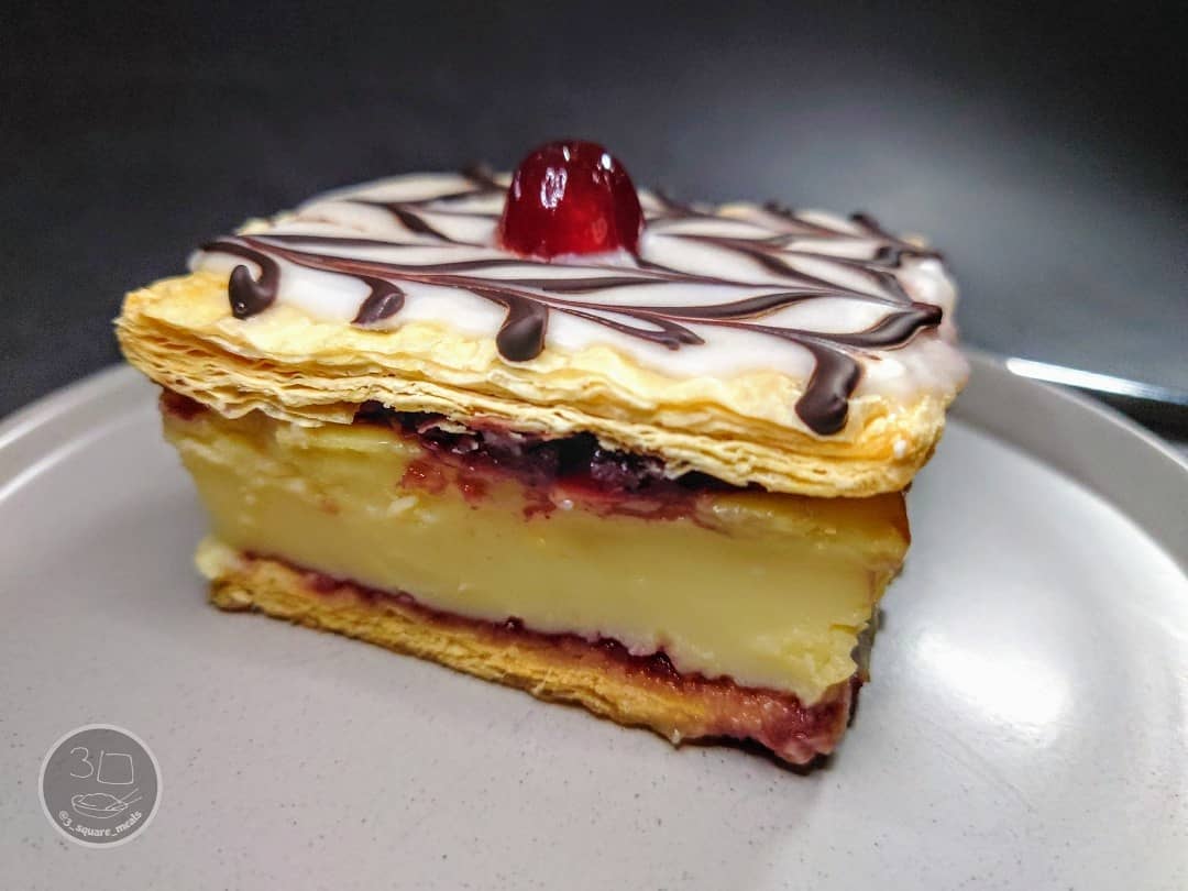 Cherry Bakewell Custard Slice