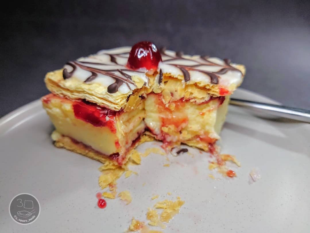 Cherry Bakewell Custard Slice