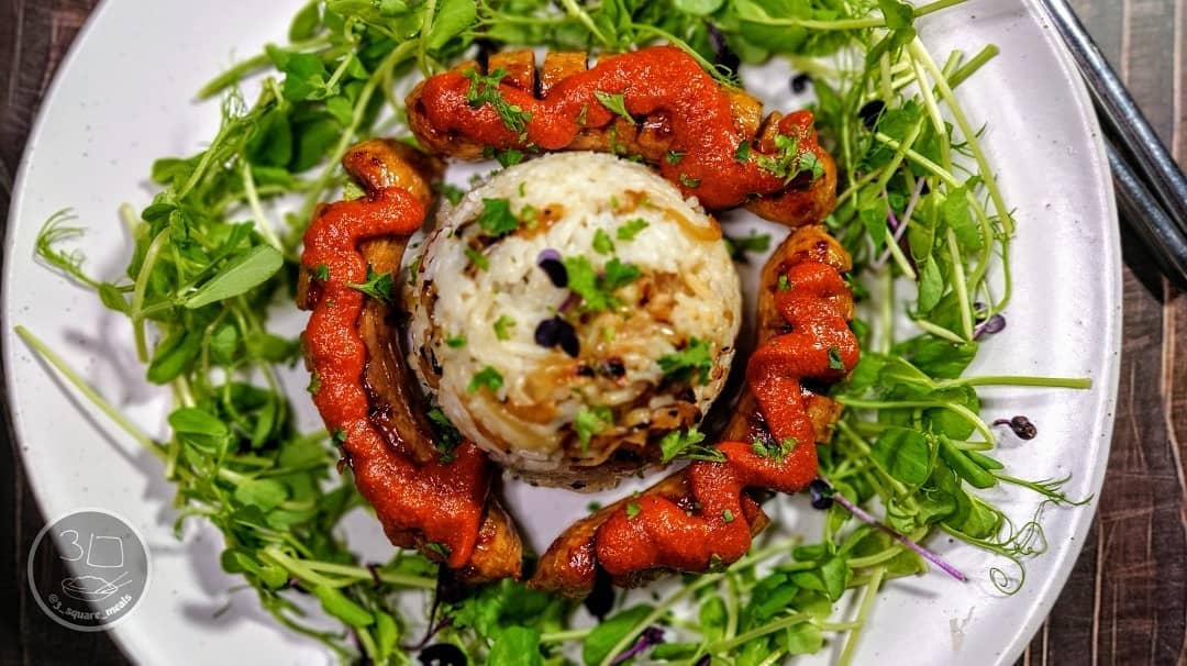 Curry Wurst with Caramelised Onion Rice