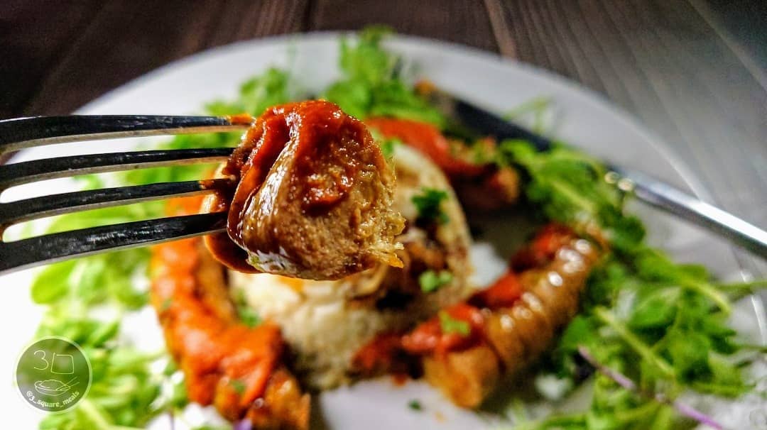 Curry Wurst with Caramelised Onion Rice