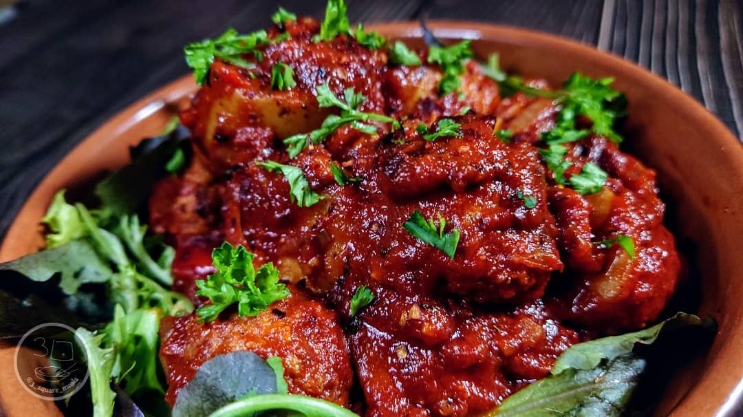Patatas Bravas with Meatballs
