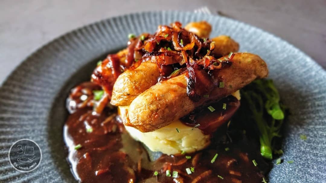 Sausage with Mash and Caramelised Onion Gravy