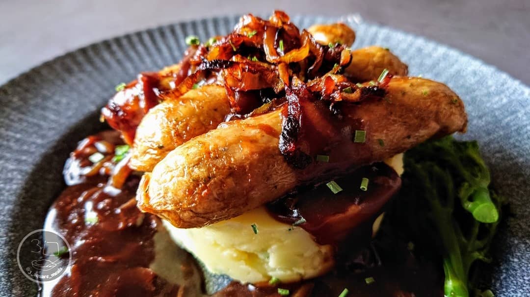 Sausage with Mash and Caramelised Onion Gravy