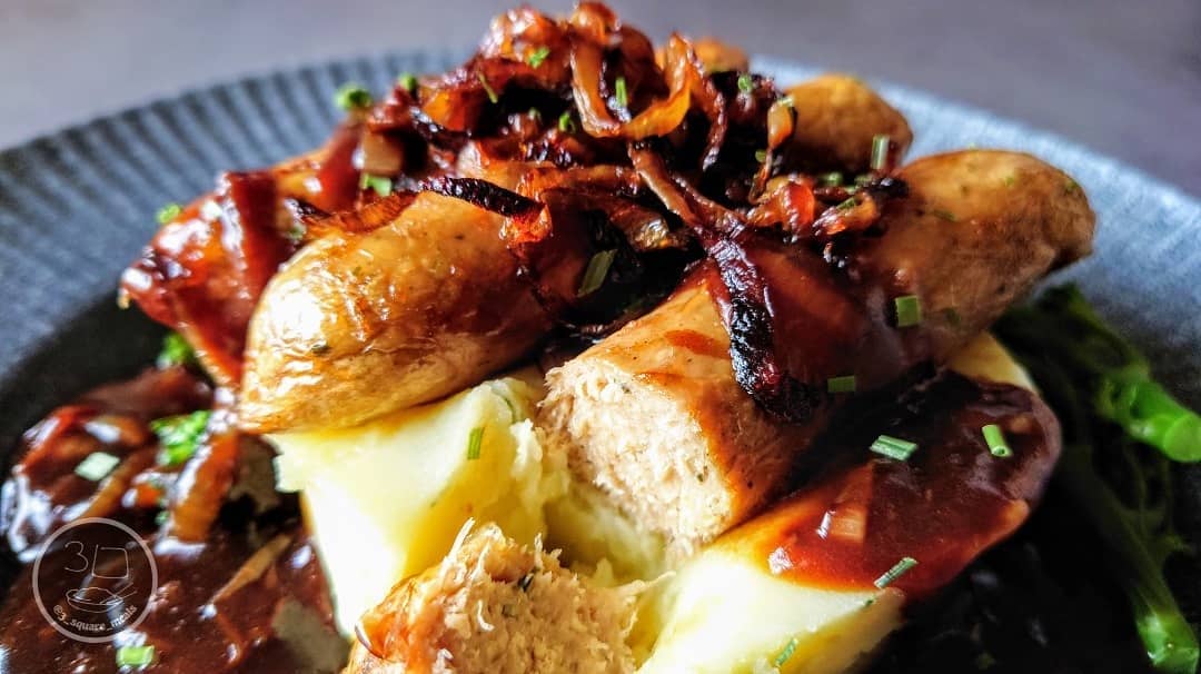 Sausage with Mash and Caramelised Onion Gravy