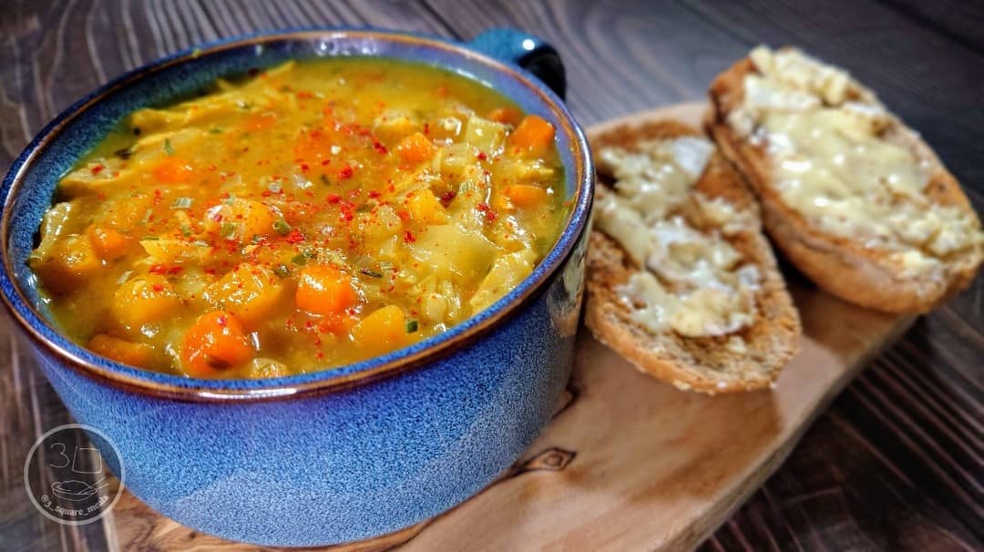Vegetable Soup with Brie Toast