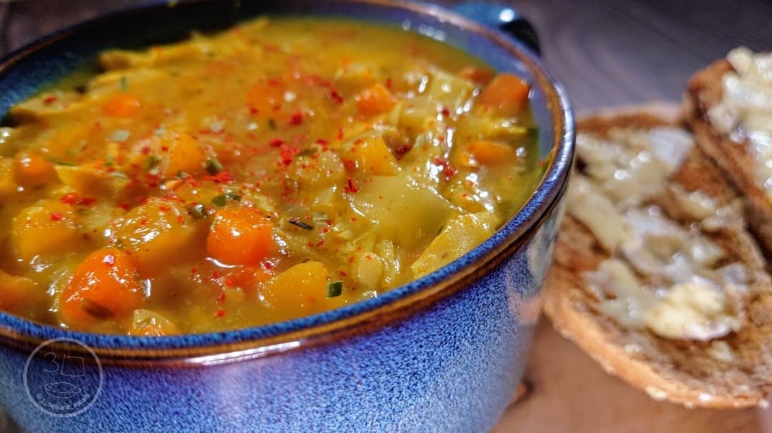 Vegetable Soup with Brie Toast