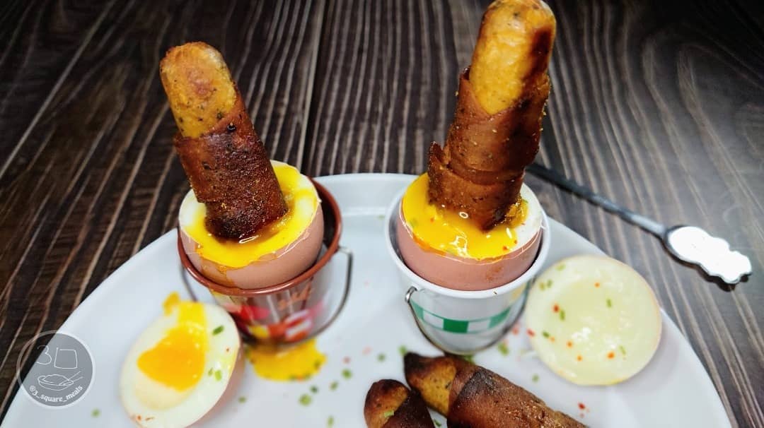Festive Dippy Eggs with Sausages