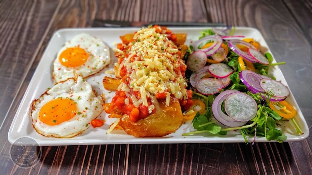 Eggs, Chips and Cheesy Beans