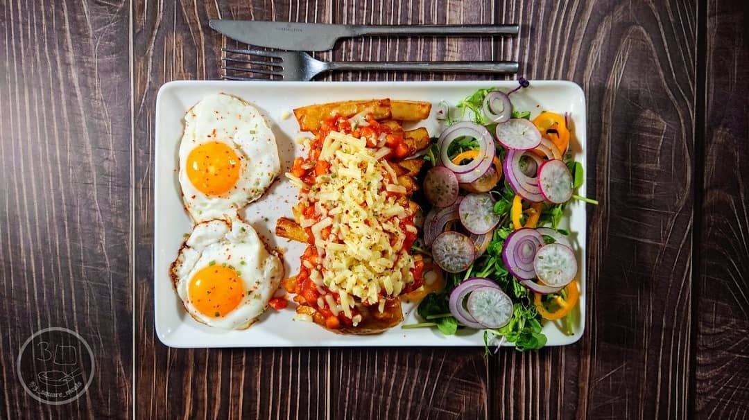 Eggs, Chips and Cheesy Beans