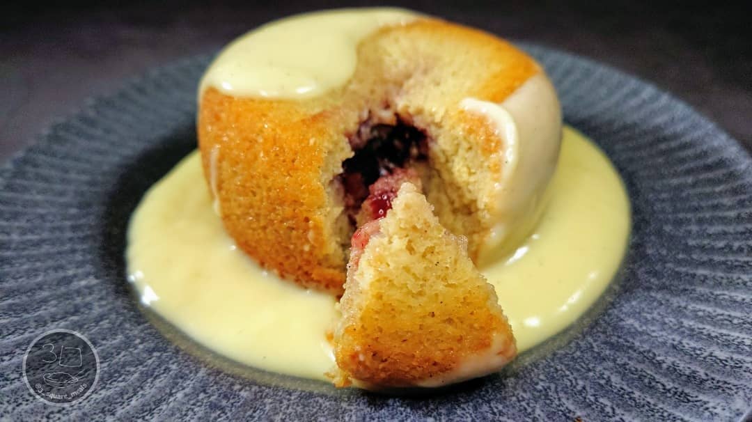 Raspberry Jam Sponge Cake with Homemade Custard