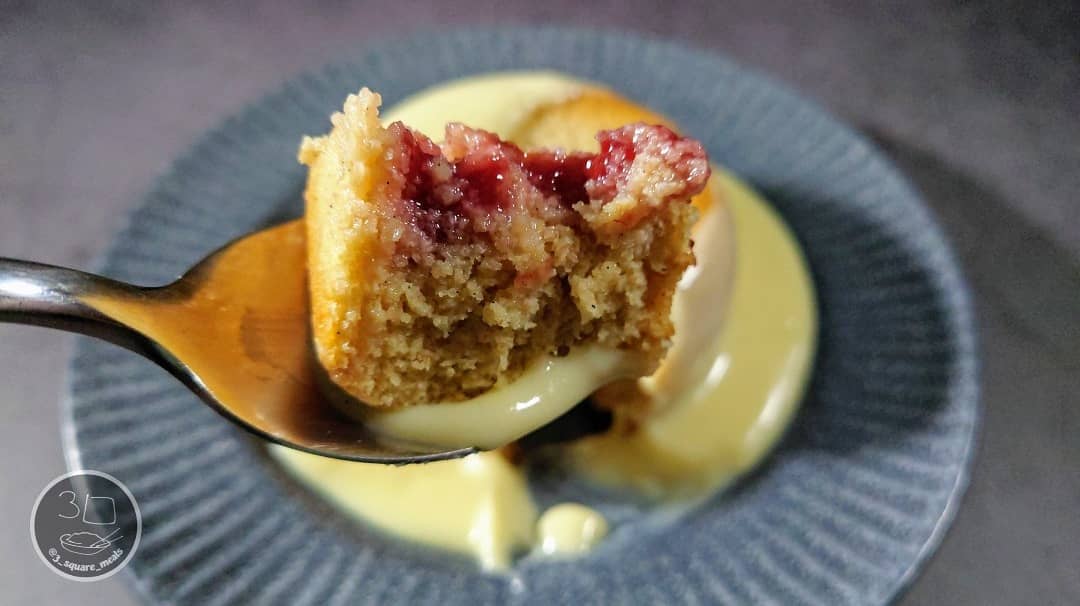 Raspberry Jam Sponge Cake with Homemade Custard