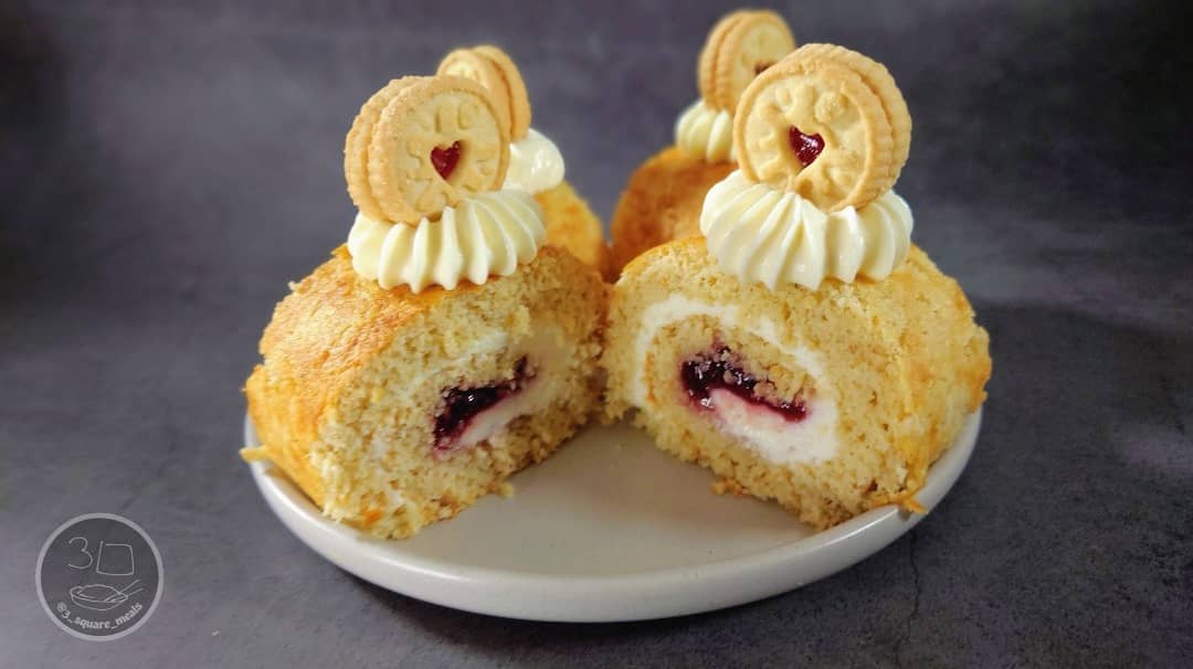Delicious Jammy Dodger Swiss Roll