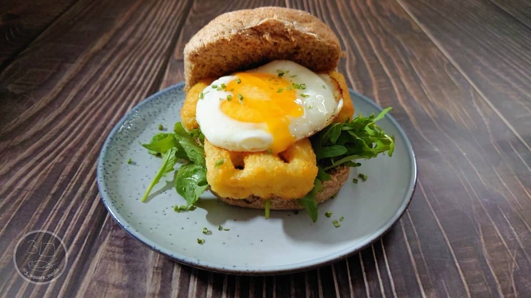 Egg and Waffle Hash Brown Sandwich