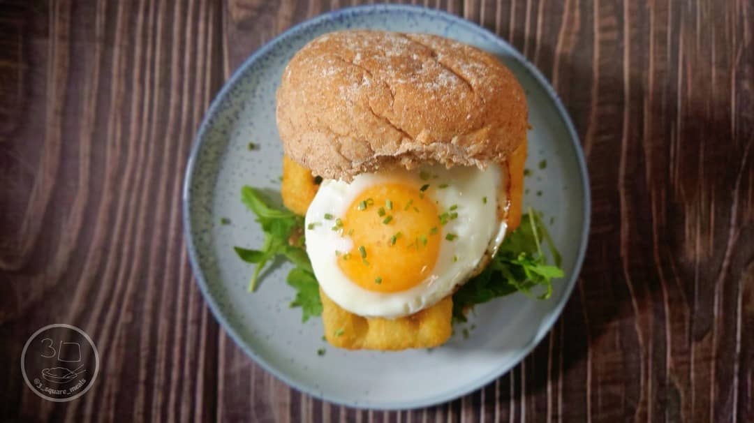 Egg and Waffle Hash Brown Sandwich