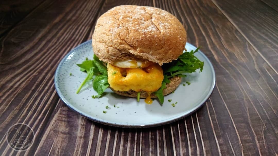 Egg and Waffle Hash Brown Sandwich