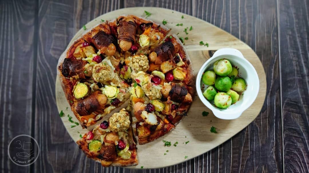 Vegetarian Festive Christmas Pizza