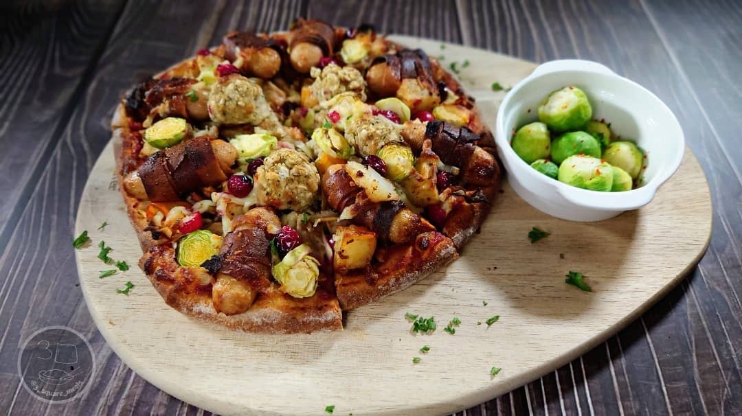 Vegetarian Festive Christmas Pizza