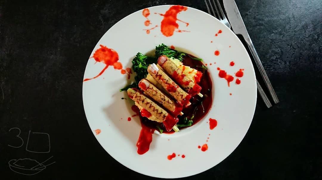 Zombie Fingers Mash with Blood Gravy