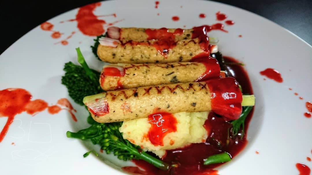 Zombie Fingers Mash with Blood Gravy