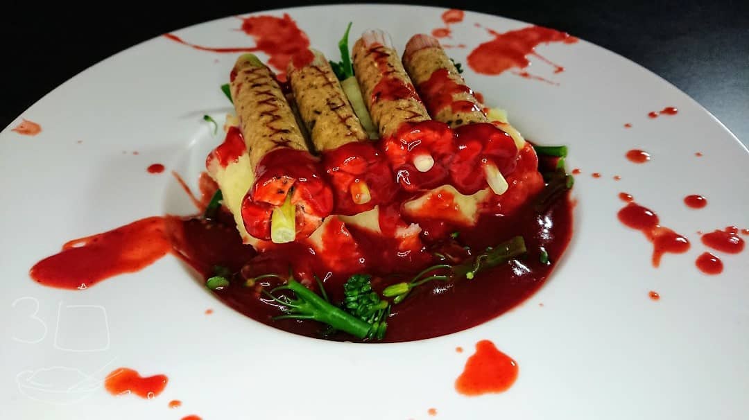 Zombie Fingers Mash with Blood Gravy