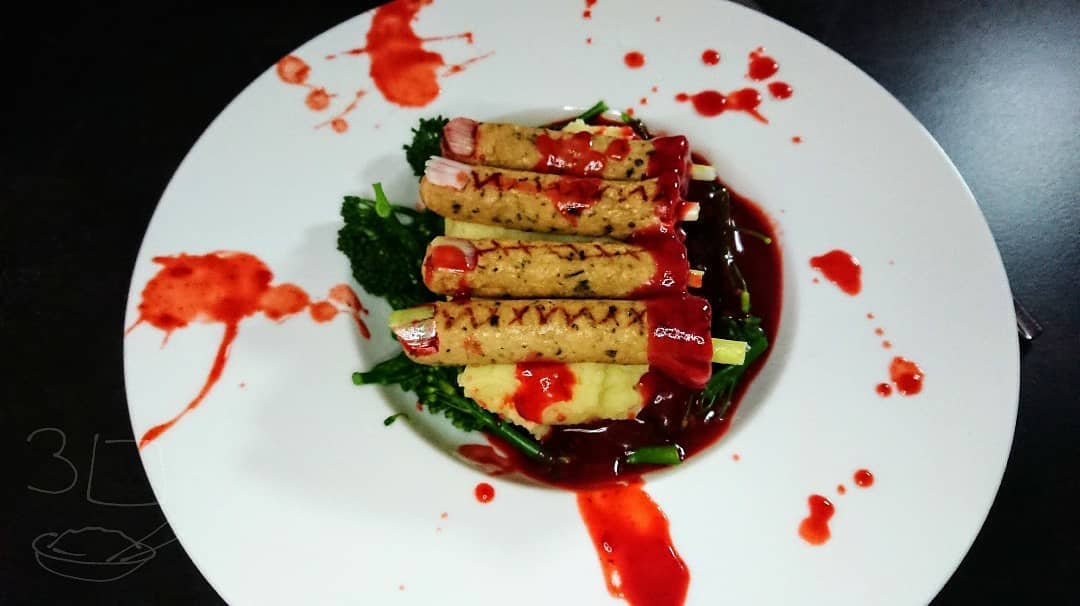 Zombie Fingers Mash with Blood Gravy