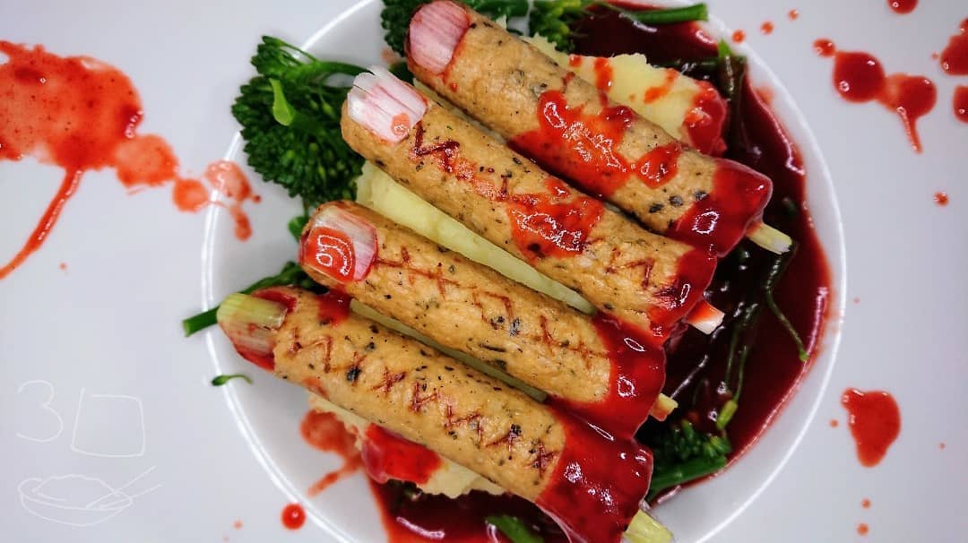 Zombie Fingers Mash with Blood Gravy