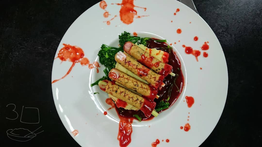 Zombie Fingers Mash with Blood Gravy