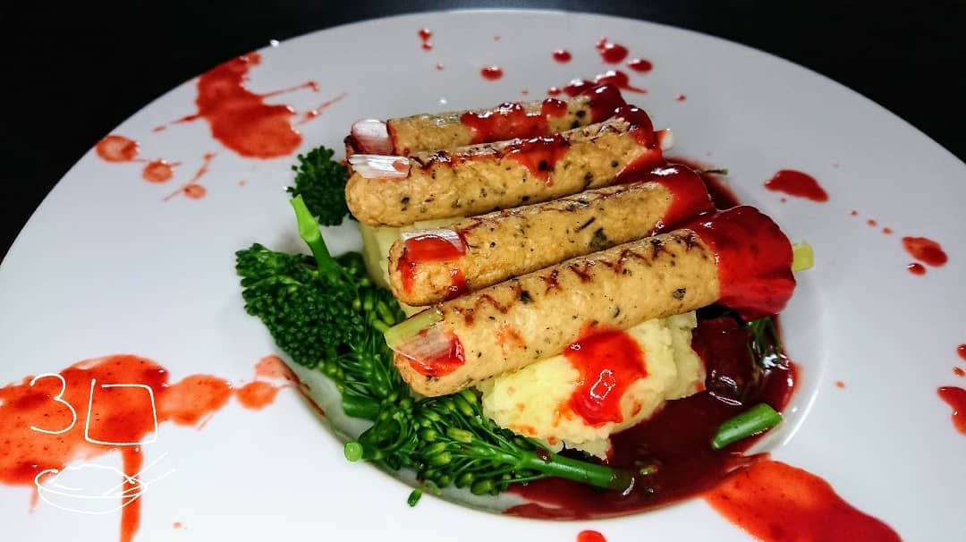 Zombie Fingers Mash with Blood Gravy