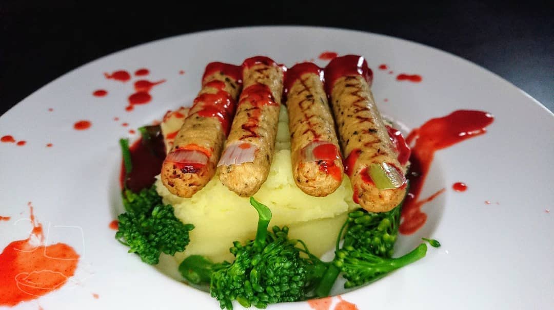 Zombie Fingers Mash with Blood Gravy