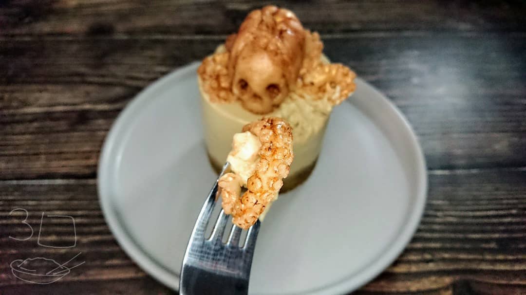 Coffee Almond Cheesecake with Marzipan Topper