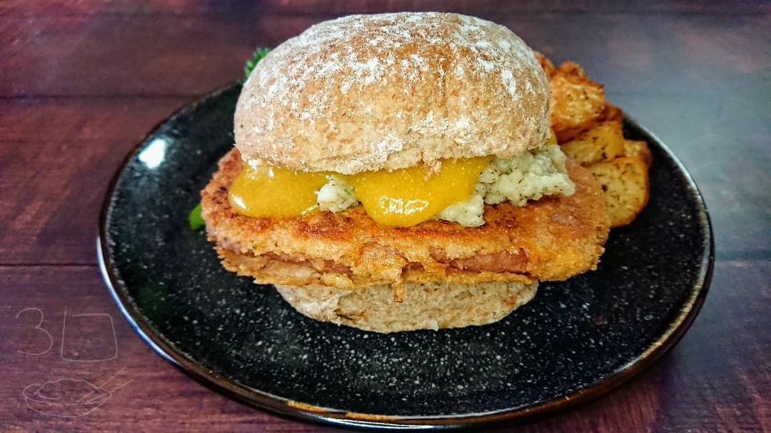 Crispy Breaded Sausage Schnitzel Sandwich
