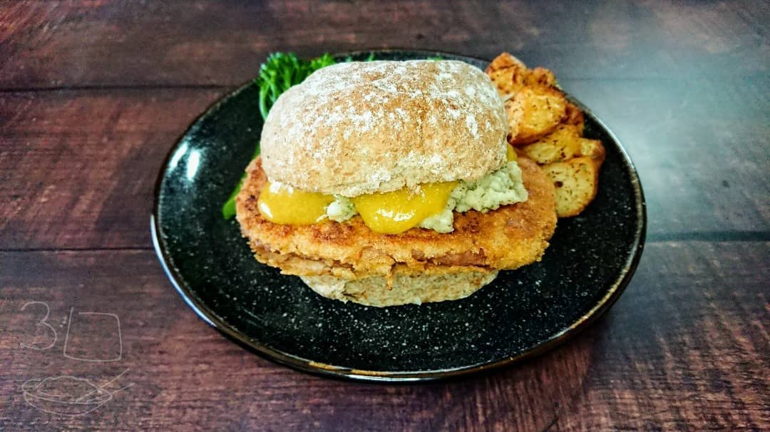 Crispy Breaded Sausage Schnitzel Sandwich