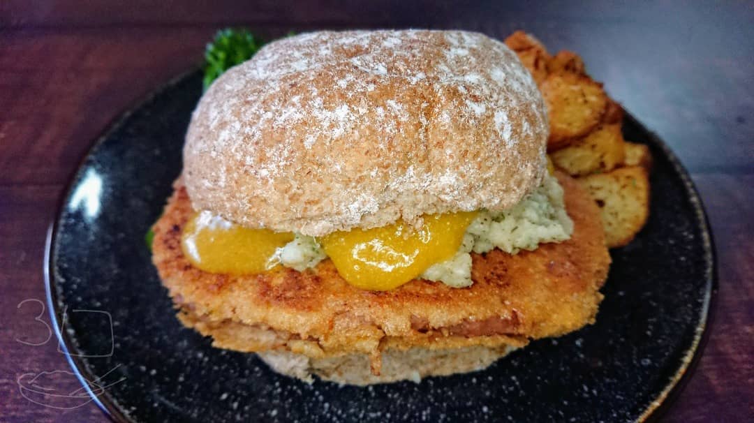 Crispy Breaded Sausage Schnitzel Sandwich