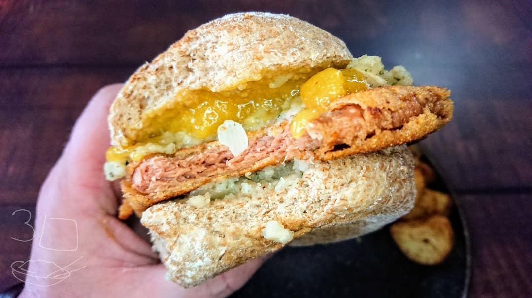 Crispy Breaded Sausage Schnitzel Sandwich