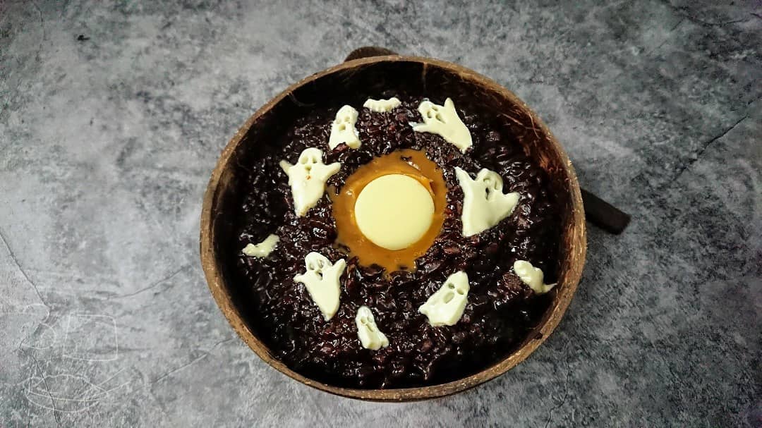 Haunted Chocolate Caramel Rice Pudding